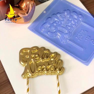 Porto Formas - Forma De Chocolate Simples - Topo De Bolo Feliz Natal - PF162